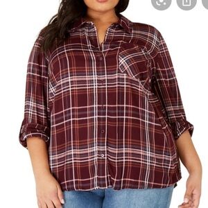Nwt Style & Co. Plaid Button Up Long Sleeve Shirt